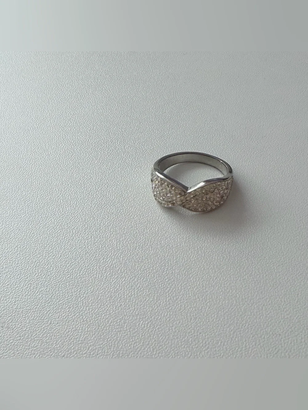 Sterling Silver Pave Twist Ring
